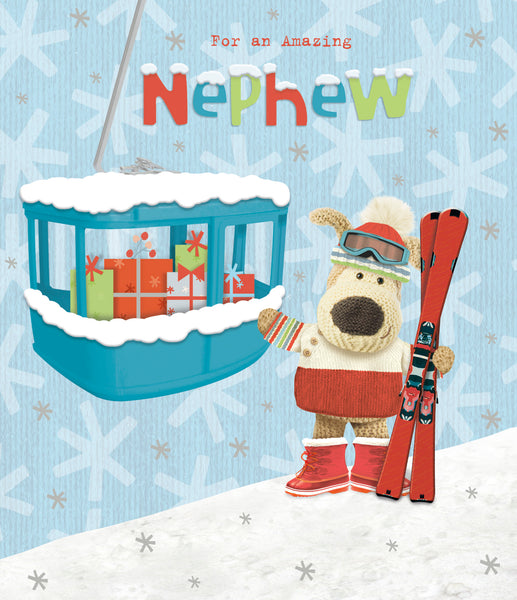 Nephew Christmas card - Boofle skiing
