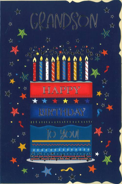 Grandson birthday card - birthday cake