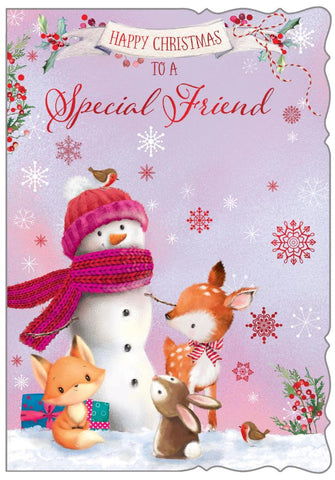 Special friend Christmas card - cute snowman