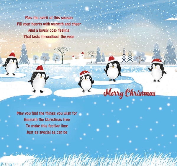 From all of us Christmas card - festive penguins