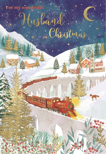 Husband Christmas card - festive train