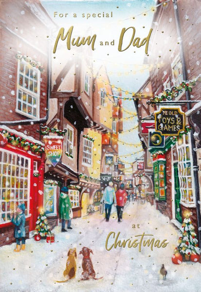 Mum and Dad Christmas card- Xmas shopping
