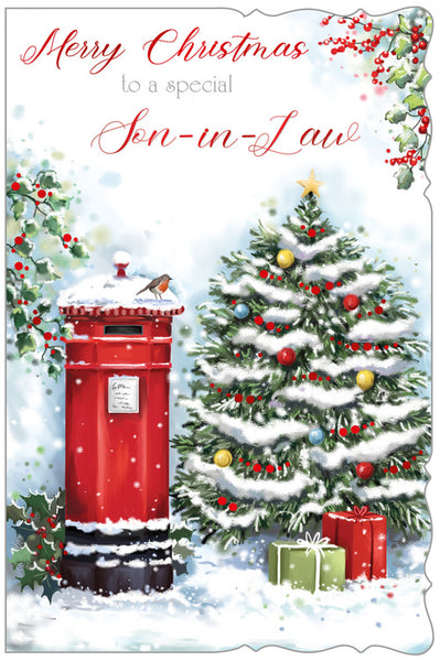 Son-in-law Christmas card -winter post box