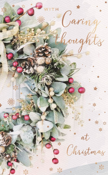 Thinking of you Christmas card - wreath and candle