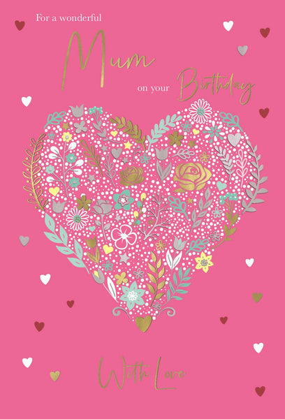 Mum birthday card - floral heart