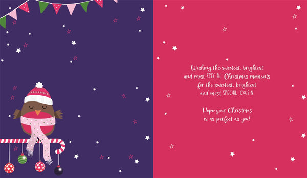 Cousin Christmas card - cute Robin