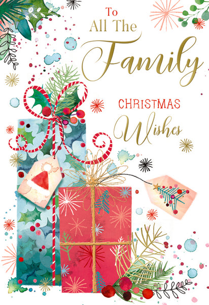 To all the family Christmas card- Xmas presents