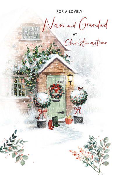 Nan and Grandad Christmas card - festive home