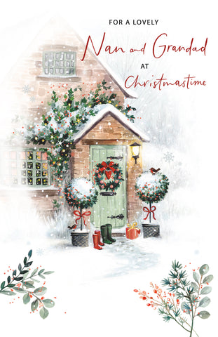 Nan and Grandad Christmas card - festive home