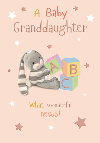 Granddaughter birth congratulations card - cute rabbit