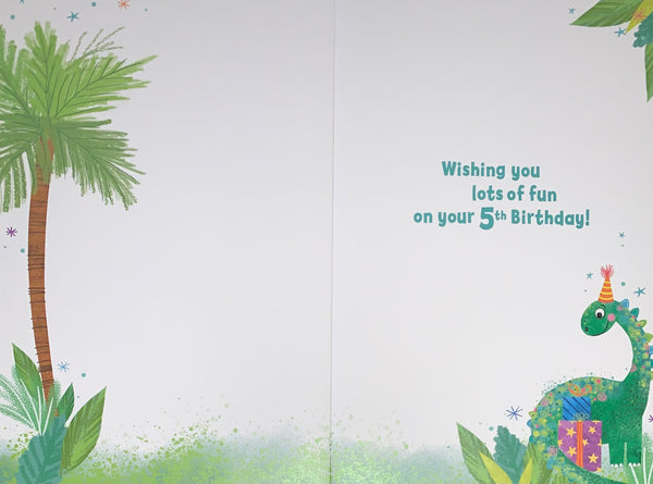 Age 5 birthday card - fun dinosaur