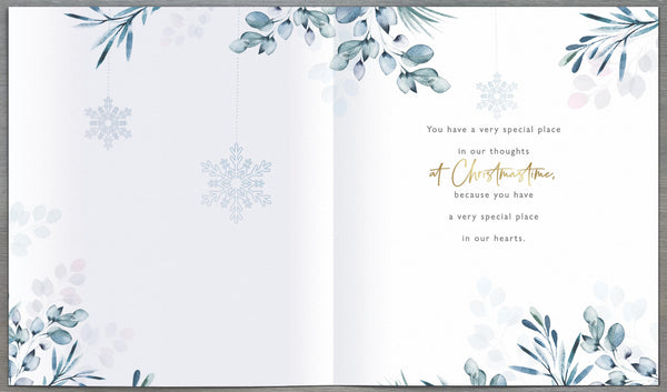 Thinking of you Christmas card - Christmas flowers and snowflakes