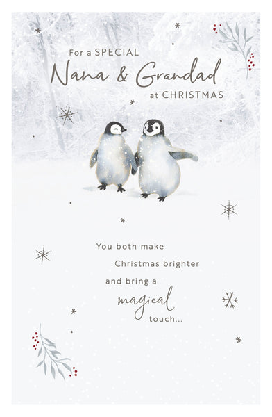 Nana and Grandad Christmas card - cute penguins