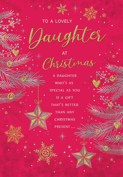 Daughter Christmas card - modern sparkles