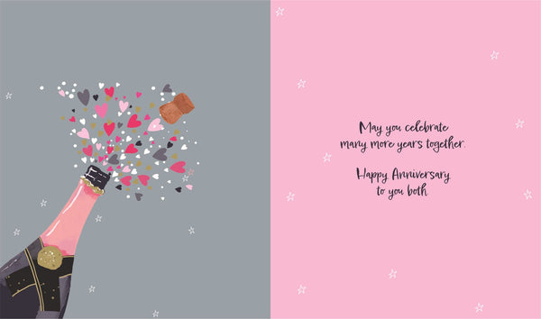 Your wedding anniversary card - champagne hearts