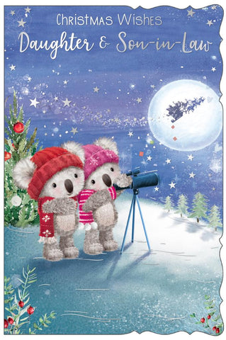 Daughter and Son-in-law Christmas card - cute festive bears