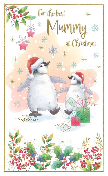 Mummy Christmas card - Cute penguins