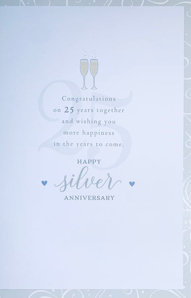 Silver anniversary card - modern hearts