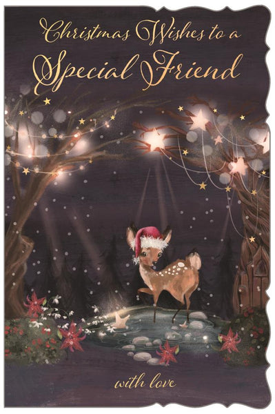 Special friend Christmas card - festive reindeer