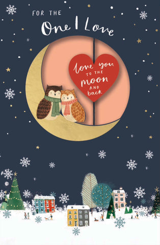 One I Love Christmas card - cute owl couple