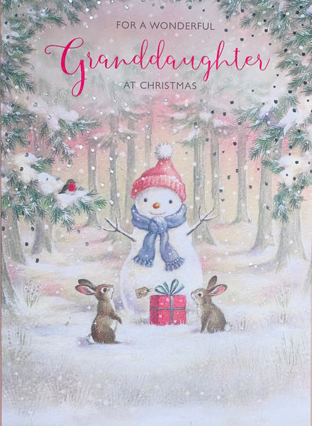 Granddaughter Christmas Card | Cute Snowman Design