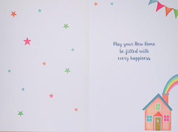 New home card cute colourful houses