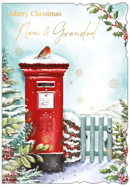 Nan and Grandad Christmas card - Xmas post box