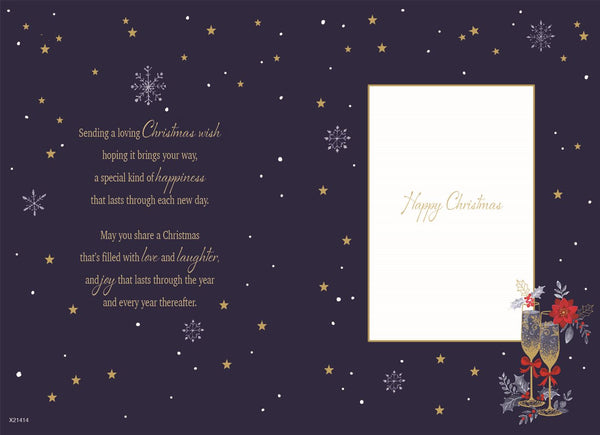 Granddaughter and Fiancé Christmas card - Christmas drinks