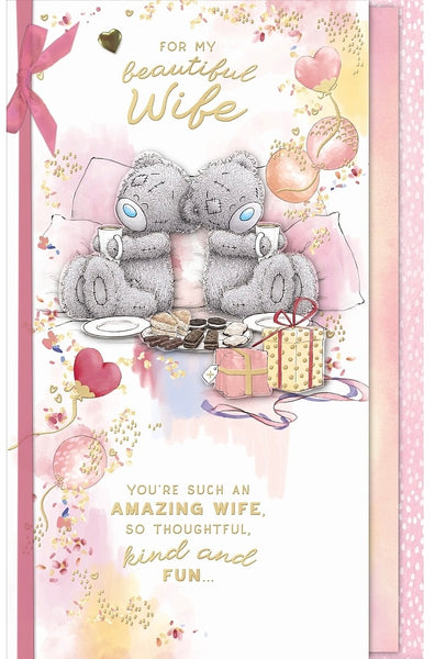 Me to You Wife Birthday Card | Tatty Teddy with Golden Foil | Large Luxury Card