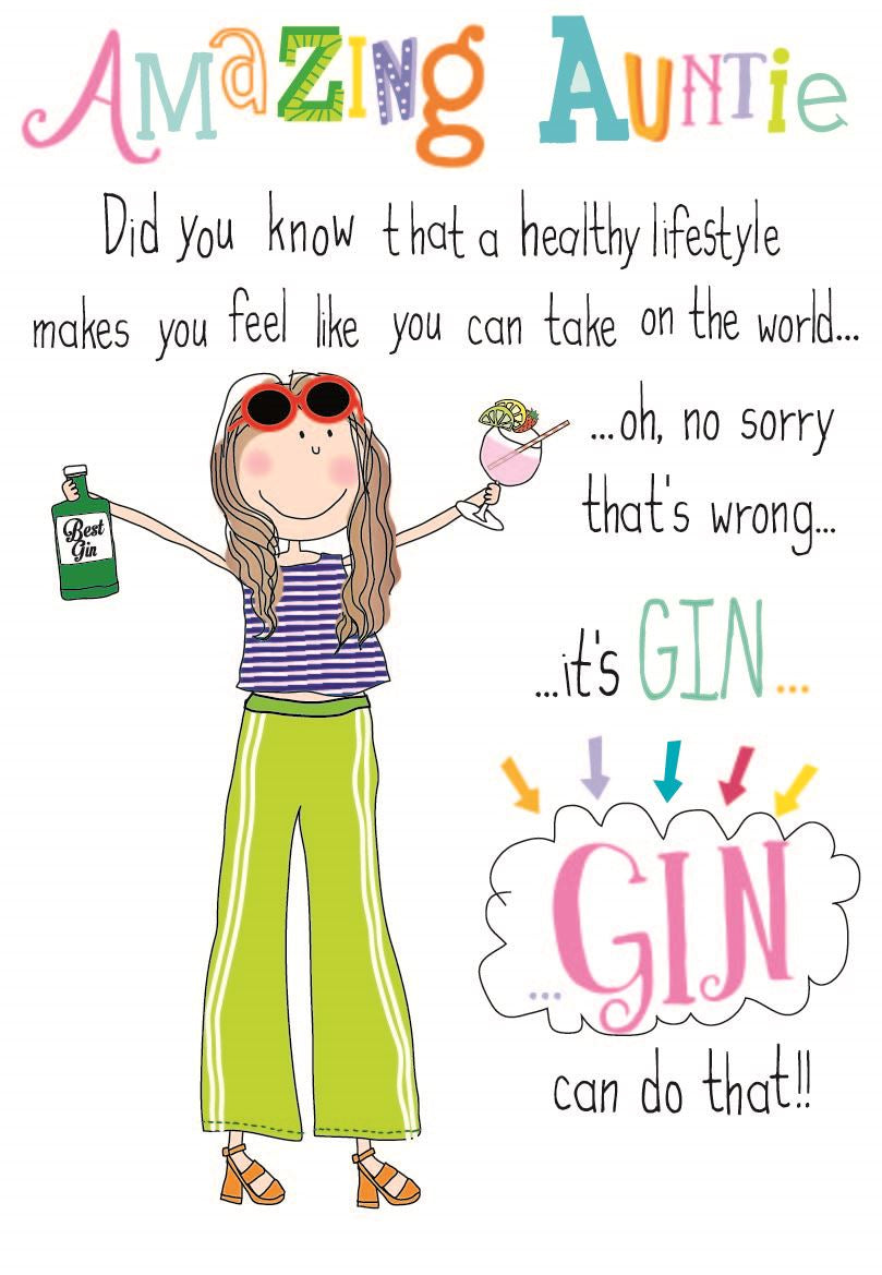 Auntie birthday card- gin is the answer