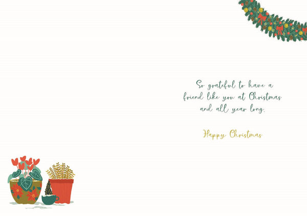 Friend Christmas card - cute winter garden