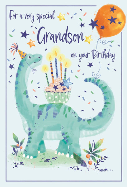 Grandson birthday card - cute dinosaur