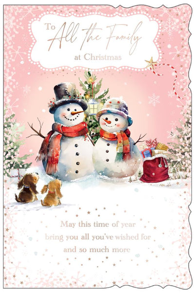 To all the family Christmas card- cute snow couple