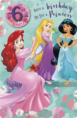 Age 6 birthday card - Disney princesses