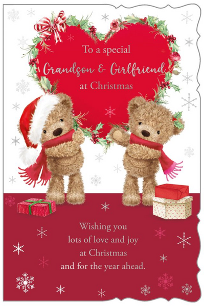Grandson and Girlfriend Christmas card - cute bears