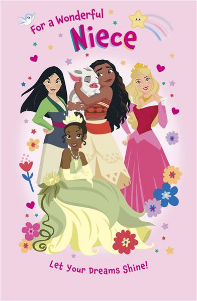 Niece birthday card - Disney Princesses