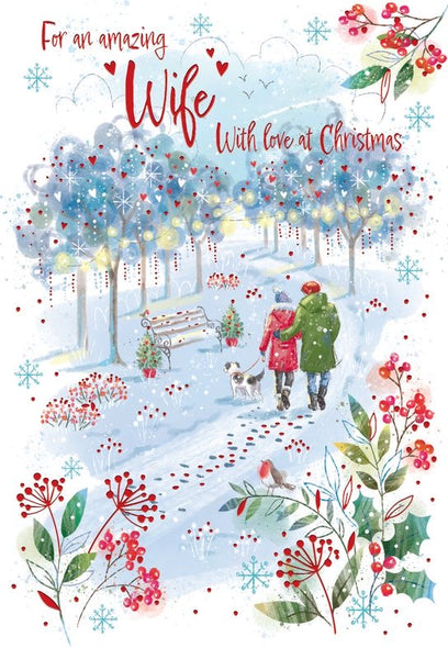 Wife Christmas card- Romantic winter walk