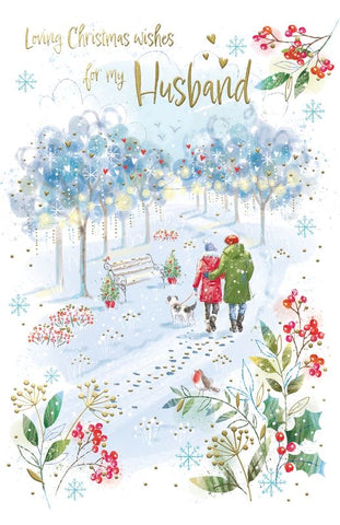 Husband Christmas card - Romantic snow walk