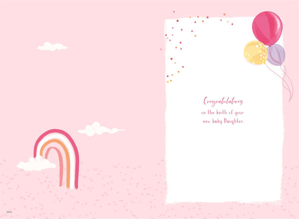 Baby girl birth congratulations card- born in 2026