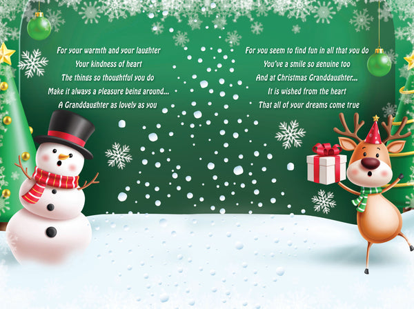 Granddaughter Christmas card- sentimental verse