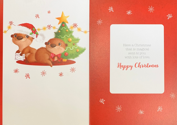 Daughter and Son-in-law Christmas card - cute otters