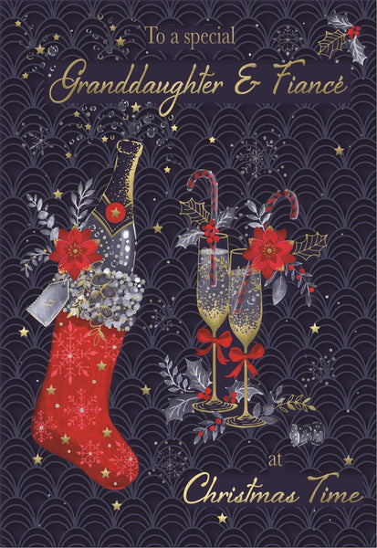 Granddaughter and Fiancé Christmas card - Christmas drinks