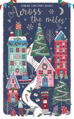 Across the miles Christmas card- festive town
