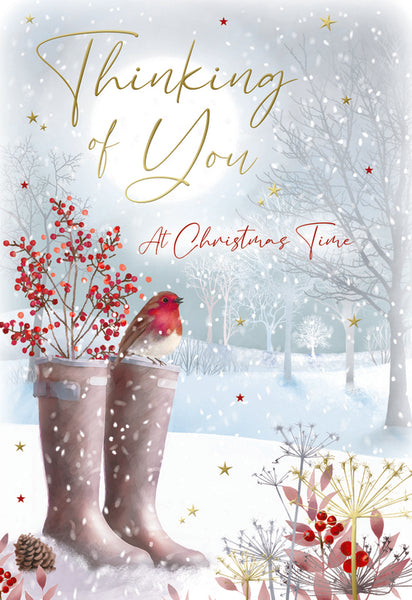 Thinking of you Christmas card - Christmas snow scene