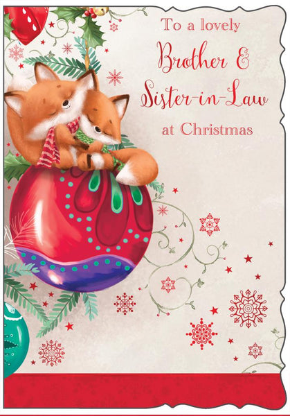 Brother and Sister-in-law Christmas card - cute foxes