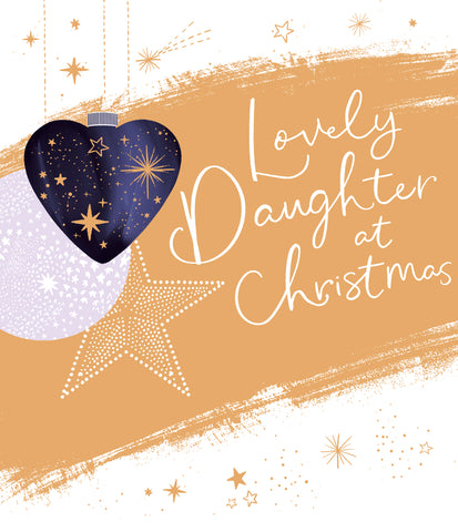 Daughter Christmas card - modern stars and hearts