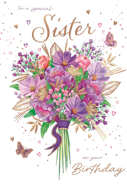 Sister birthday card - floral bouquet