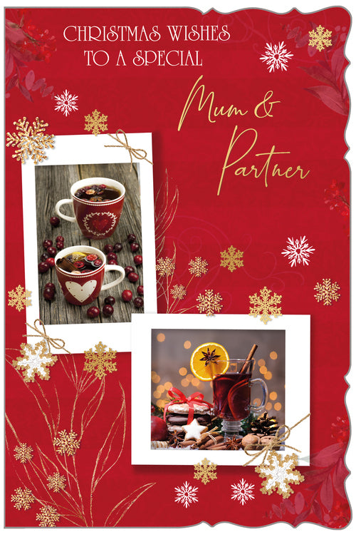 Mum and Partner Christmas card - traditional card