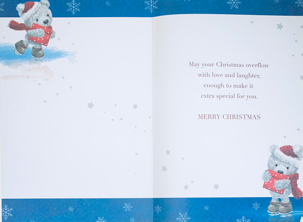 Husband Christmas card - cute festive bear