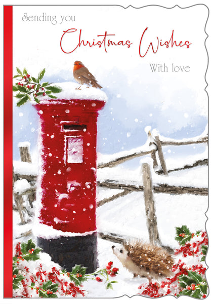 General Christmas card- festive post box